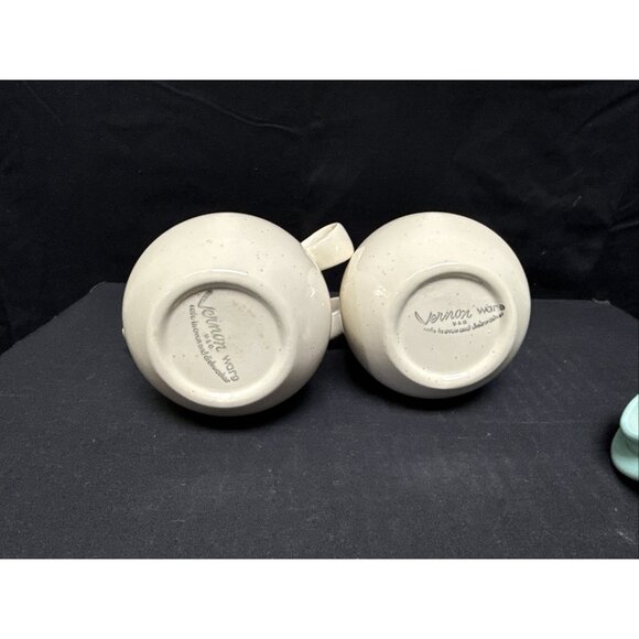 Heavenly Days Vernon Ware Cream & Sugar Set With Turquoise Lid VTG 1955-1965 USA - Picture 7 of 9